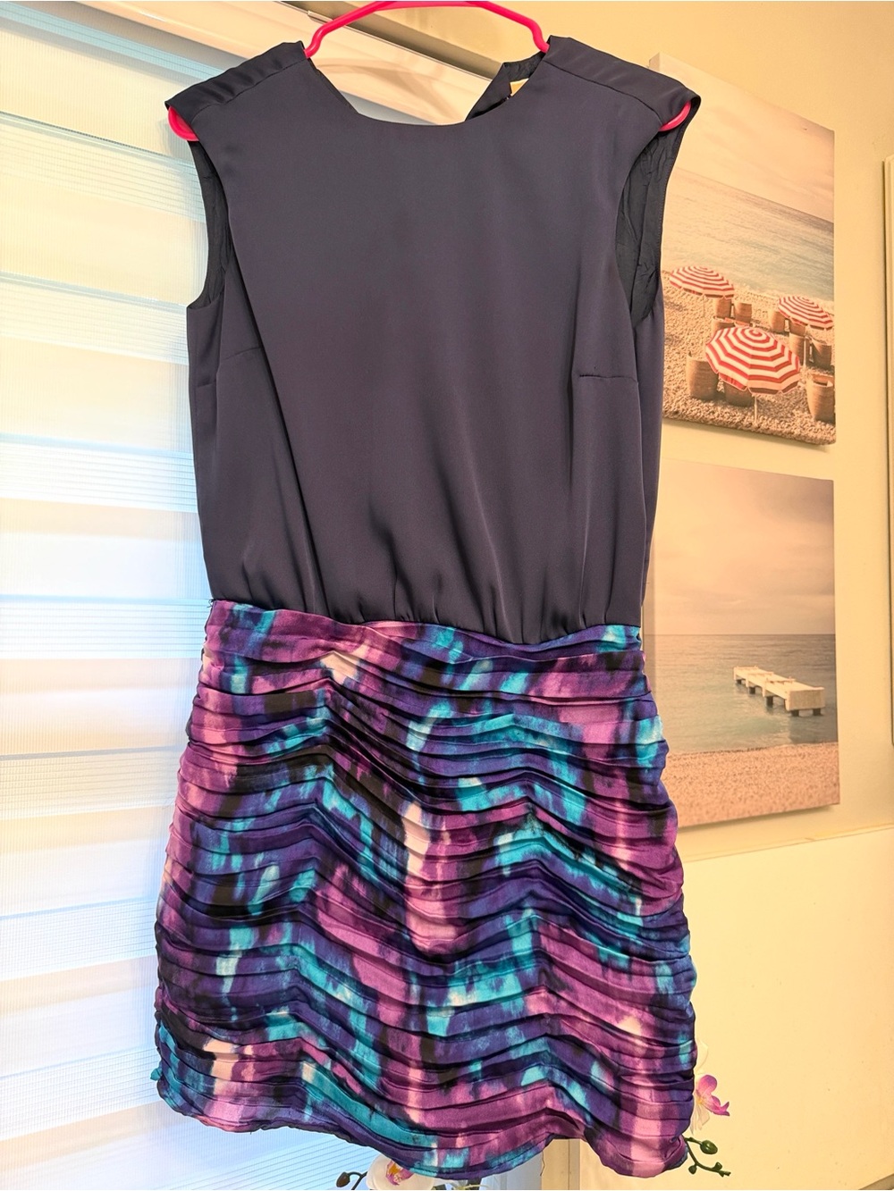 Michael Kors Navy Sleeveless Silk Dress